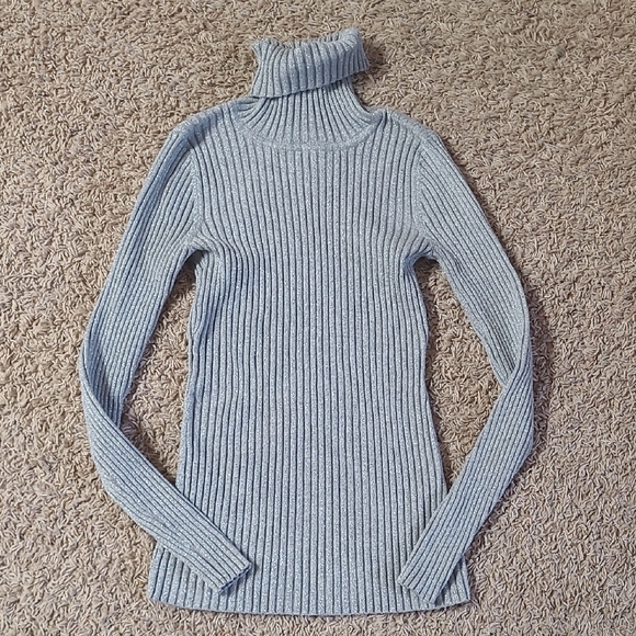Express Sweaters - Express Light Gray Ribbed Turtleneck Sweater